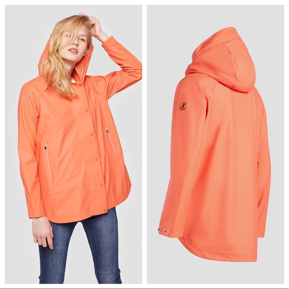 SAVE THE DUCK Snap Button Orange Rain Coat w/ hood - Picture 1 of 8